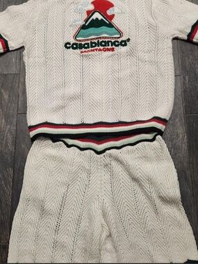 Casablanca Cream Knit Short Sleeve Button-Down Shirt